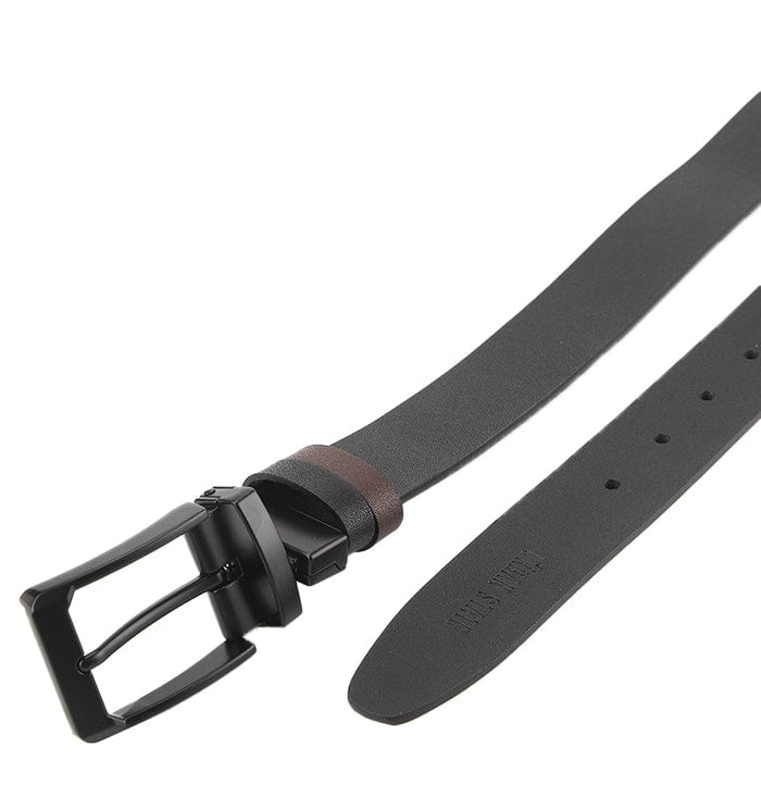 LineShift Pin Buckle Reversible Top Grain Leather Belt - Black Brown