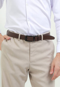 LineShift Pin Buckle Reversible Top Grain Leather Belt - Black Brown