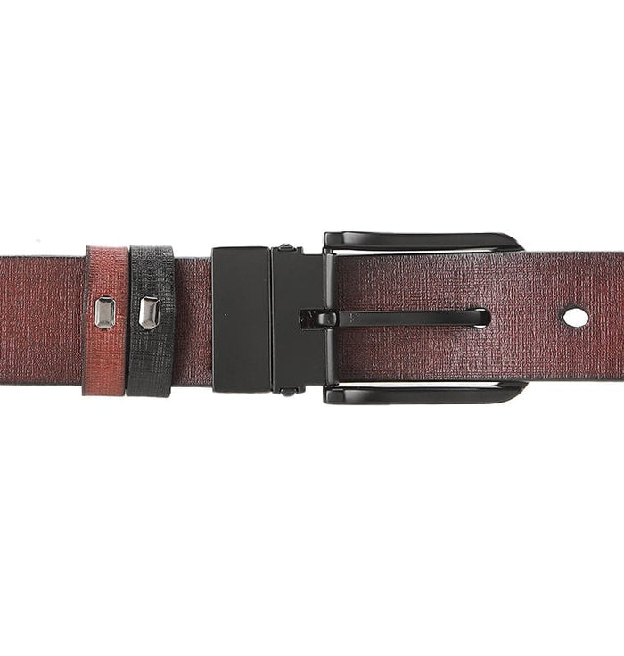 Dualist Pin Buckle Reversible Top Grain Leather Belt - Black Brown