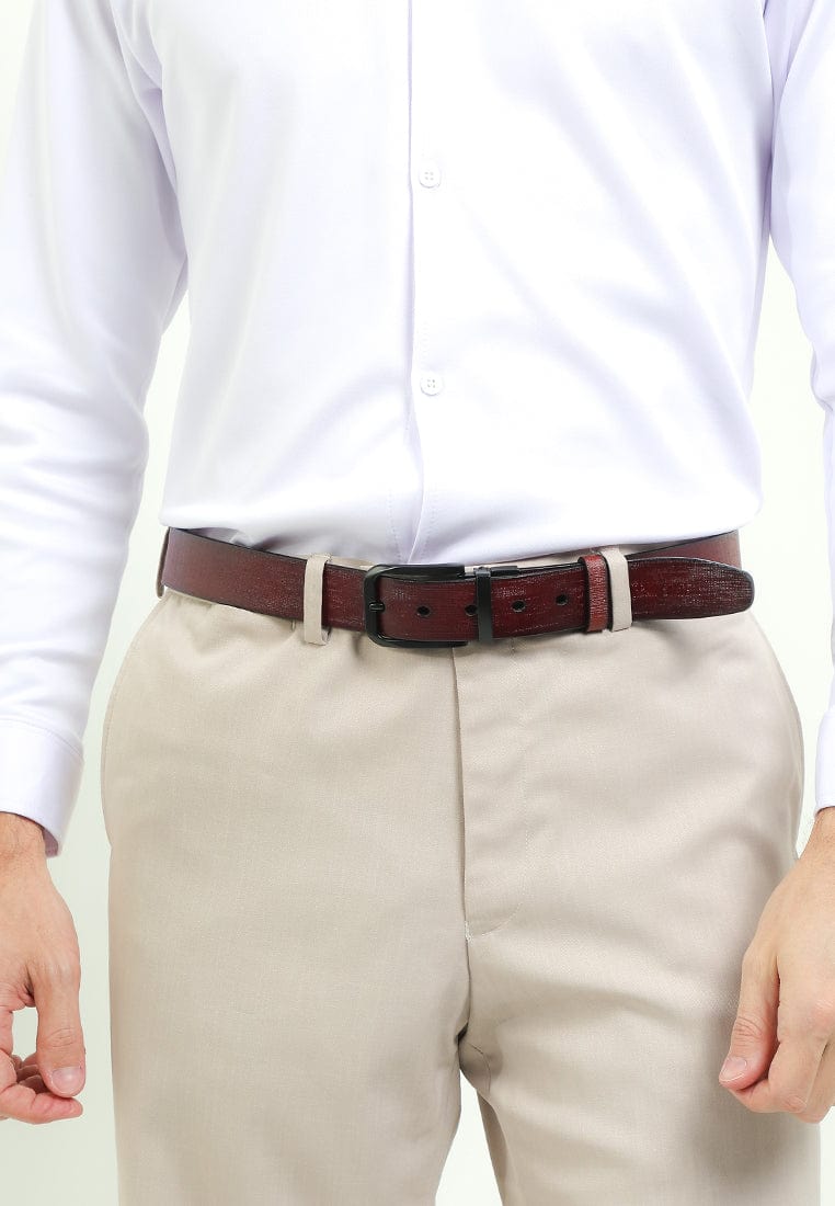 Dualist Pin Buckle Reversible Top Grain Leather Belt - Black Brown