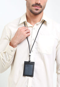 Everyday Carry Leather Card Lanyard - Black