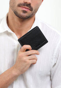 Heritage Fold Leather Wallet - Black