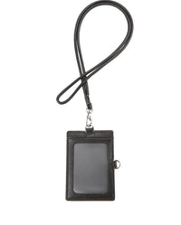 Slim Carry Leather Card Lanyard - Black