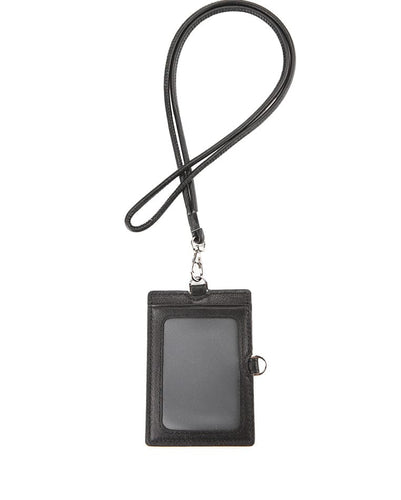 Slim Carry Leather Card Lanyard - Black