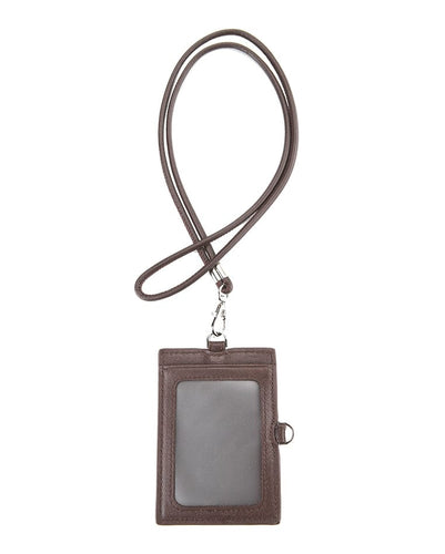 Slim Carry Leather Card Lanyard - Brown