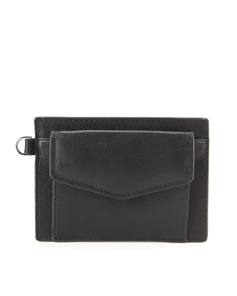 Everyday Snap Leather Card Wallet - Black
