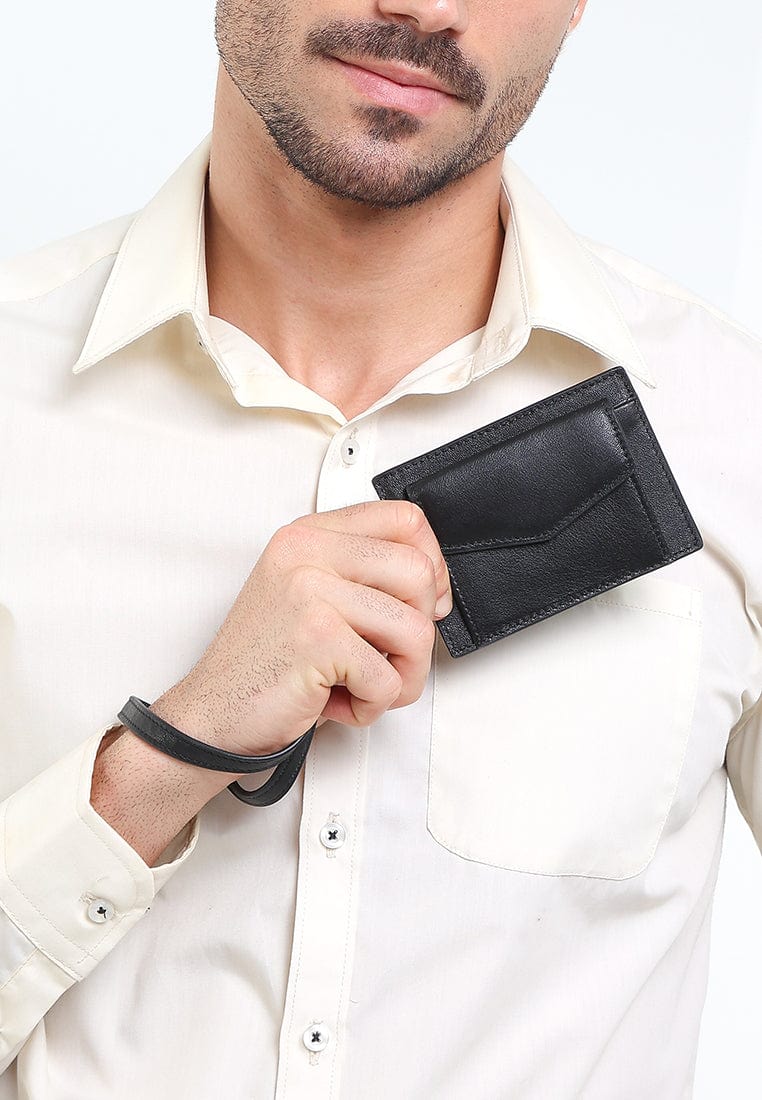 Everyday Snap Leather Card Wallet - Black