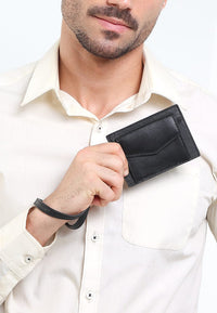 Everyday Snap Leather Card Wallet - Black