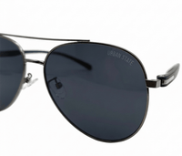Polarized Eclipse Aviator Frame Sunglasses - Black Silver