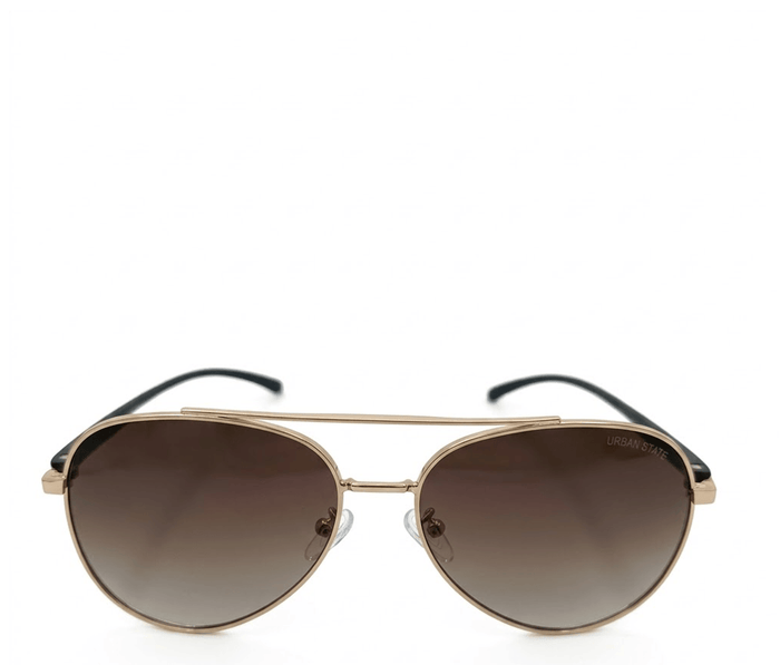 Polarized Eclipse Aviator Frame Sunglasses - Brown Gold