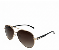 Polarized Eclipse Aviator Frame Sunglasses - Brown Gold