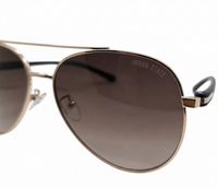 Polarized Eclipse Aviator Frame Sunglasses - Brown Gold