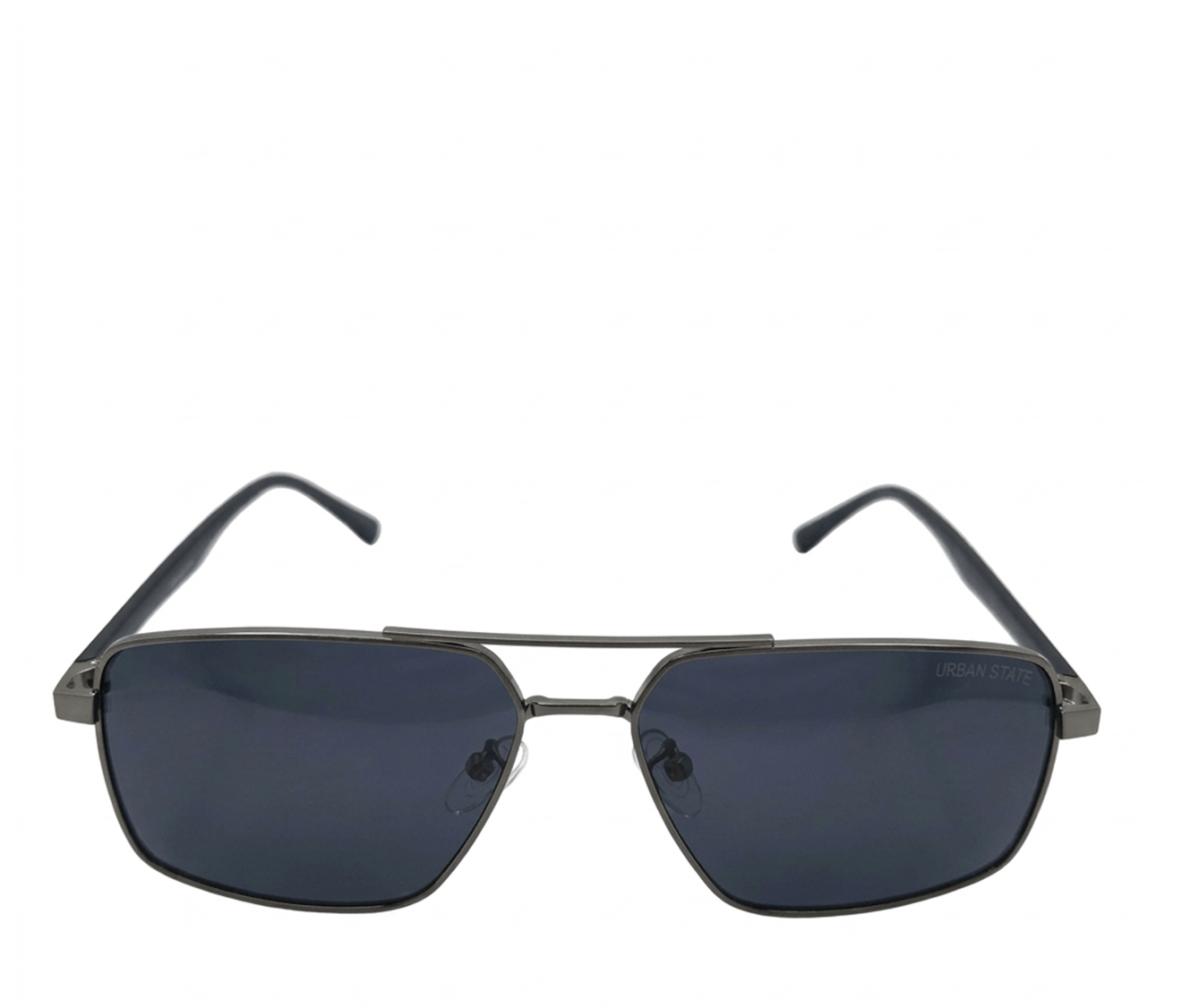Polarized Aviar Square Frame Sunglasses - Black Silver