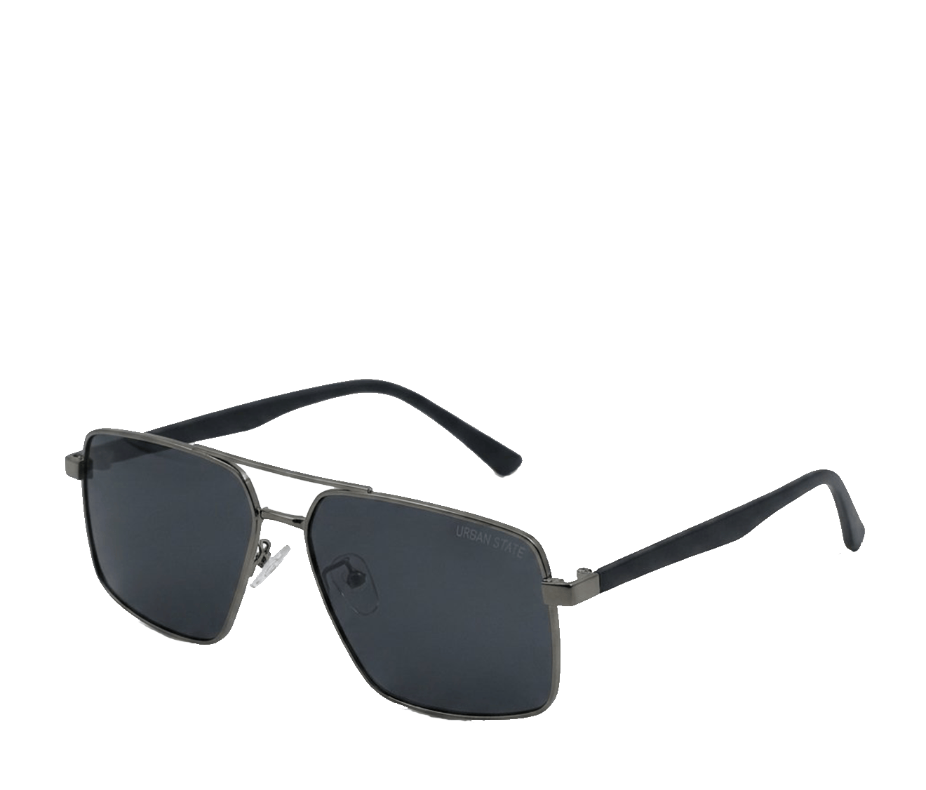 Polarized Aviar Square Frame Sunglasses - Black Silver