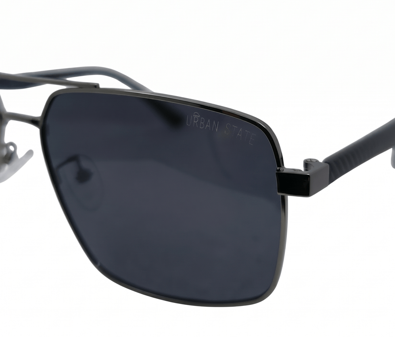 Polarized Aviar Square Frame Sunglasses - Black Silver
