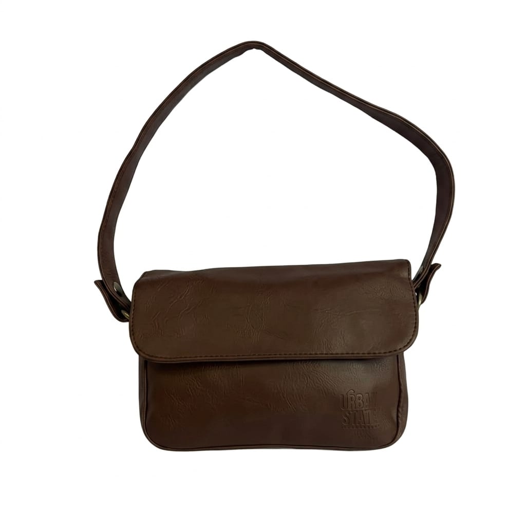 Distressed Leather Cityform Crossbody Pouch Bag - Dark Brown