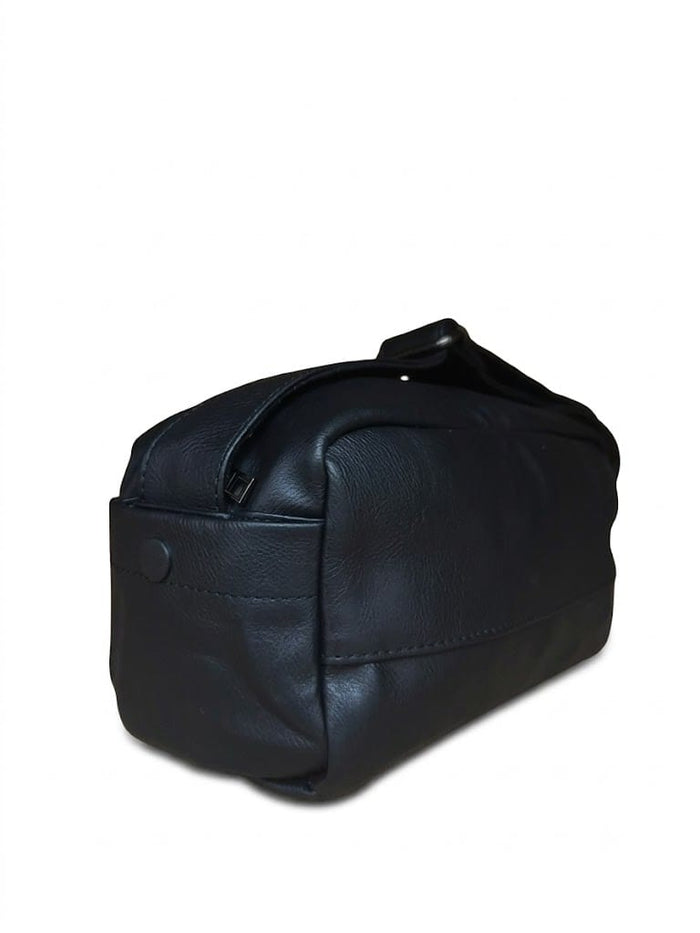 Distressed Leather Crossbody Pouch - Black