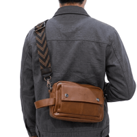 Chevron Tali Strap Tas - Adjustable Bag Shoulder Strap - Black Brown