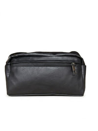 Distressed Leather Crossbody Pouch - Black