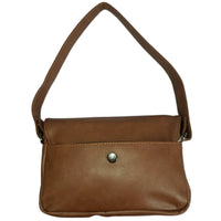 Distressed Leather Cityform Crossbody Pouch Bag - Camel