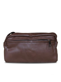 Distressed Leather Crossbody Pouch - Dark Brown