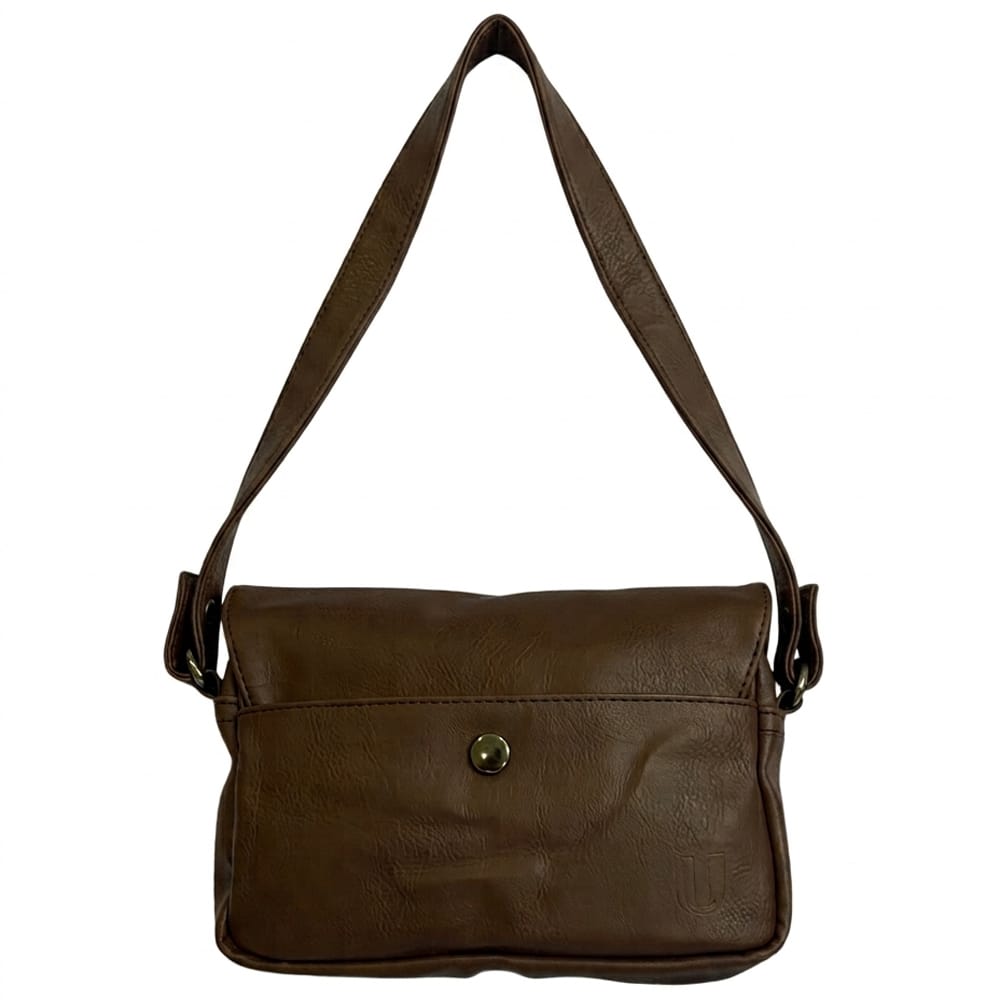 Distressed Leather Cityform Crossbody Pouch Bag - Dark Brown