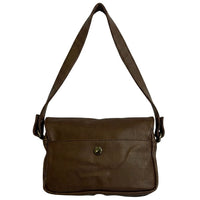 Distressed Leather Cityform Crossbody Pouch Bag - Dark Brown