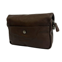 Distressed Leather Cityform Crossbody Pouch Bag - Dark Brown
