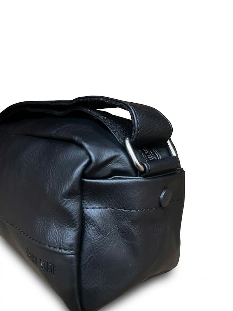 Distressed Leather Crossbody Pouch - Black