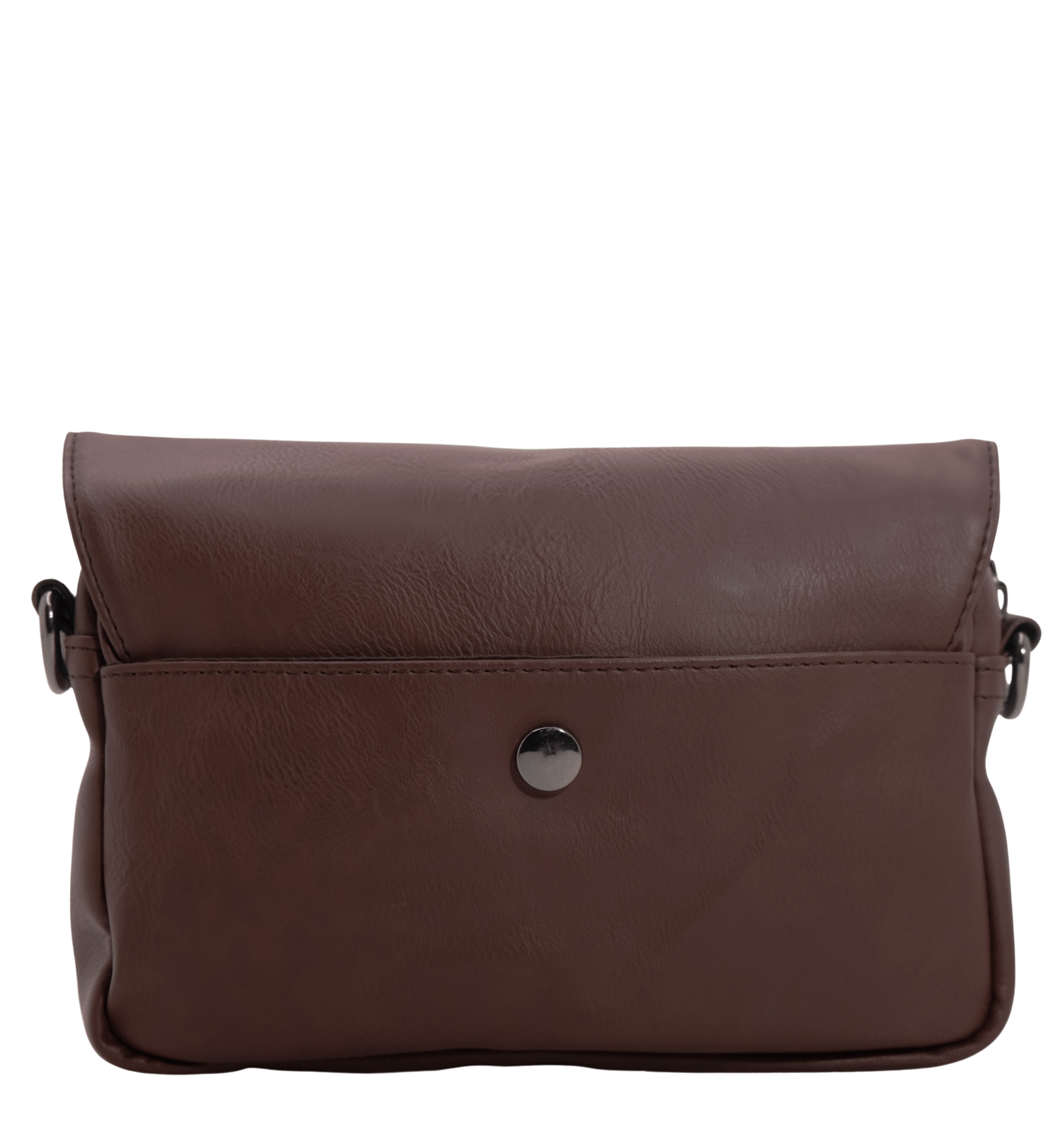 Distressed Leather Cityform Crossbody Pouch Bag - Dark Brown