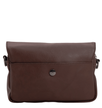 Distressed Leather Cityform Crossbody Pouch Bag - Dark Brown