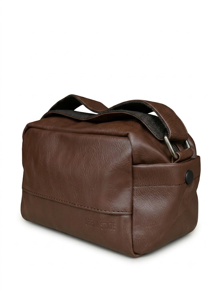 Distressed Leather Crossbody Pouch - Dark Brown