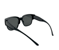 Polarized Shift Clip-On Square Frame Sunglasses - Black Black
