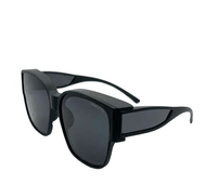 Polarized Shift Clip-On Square Frame Sunglasses - Black Black