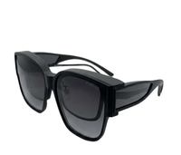 Polarized Shift Clip-On Square Frame Sunglasses - Black Black