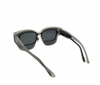 Polarized Shift Clip-On Square Frame Sunglasses - Black Grey