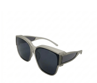 Polarized Shift Clip-On Square Frame Sunglasses - Black Grey
