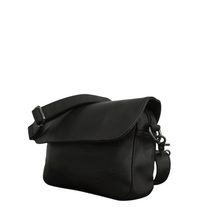 Distressed Leather Cityform Crossbody Pouch Bag - Black