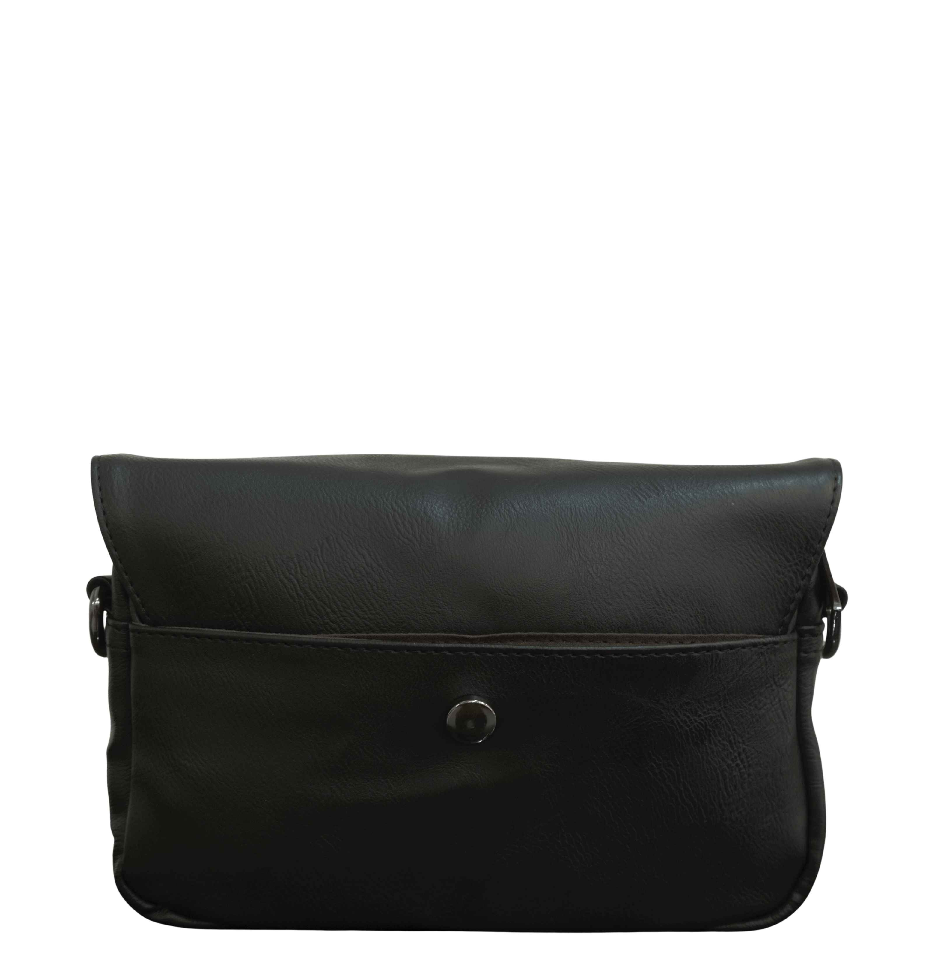 Distressed Leather Cityform Crossbody Pouch Bag - Black