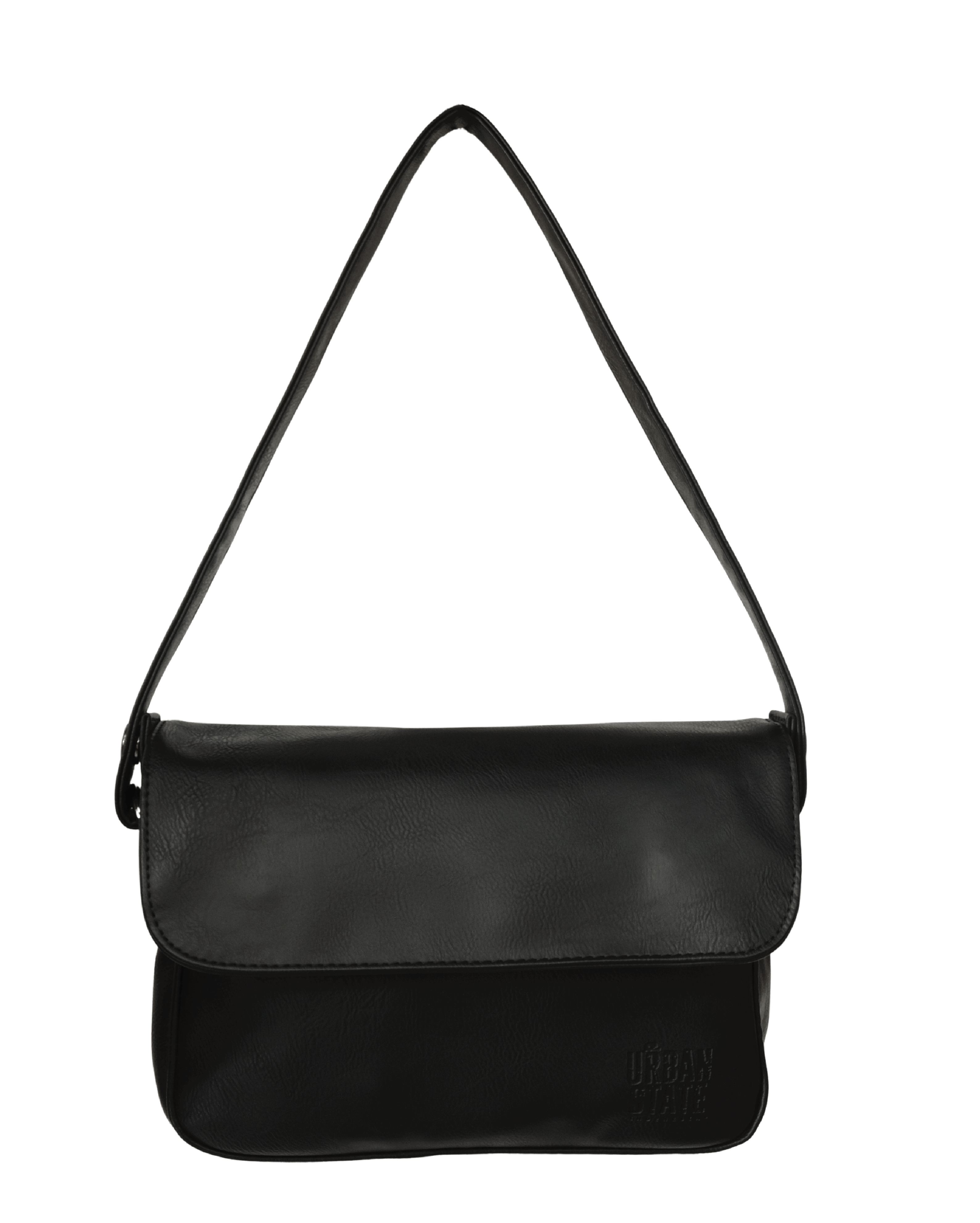 Distressed Leather Cityform Crossbody Pouch Bag - Black