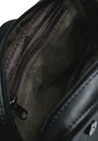Distressed Leather Cityform Crossbody Pouch Bag - Black