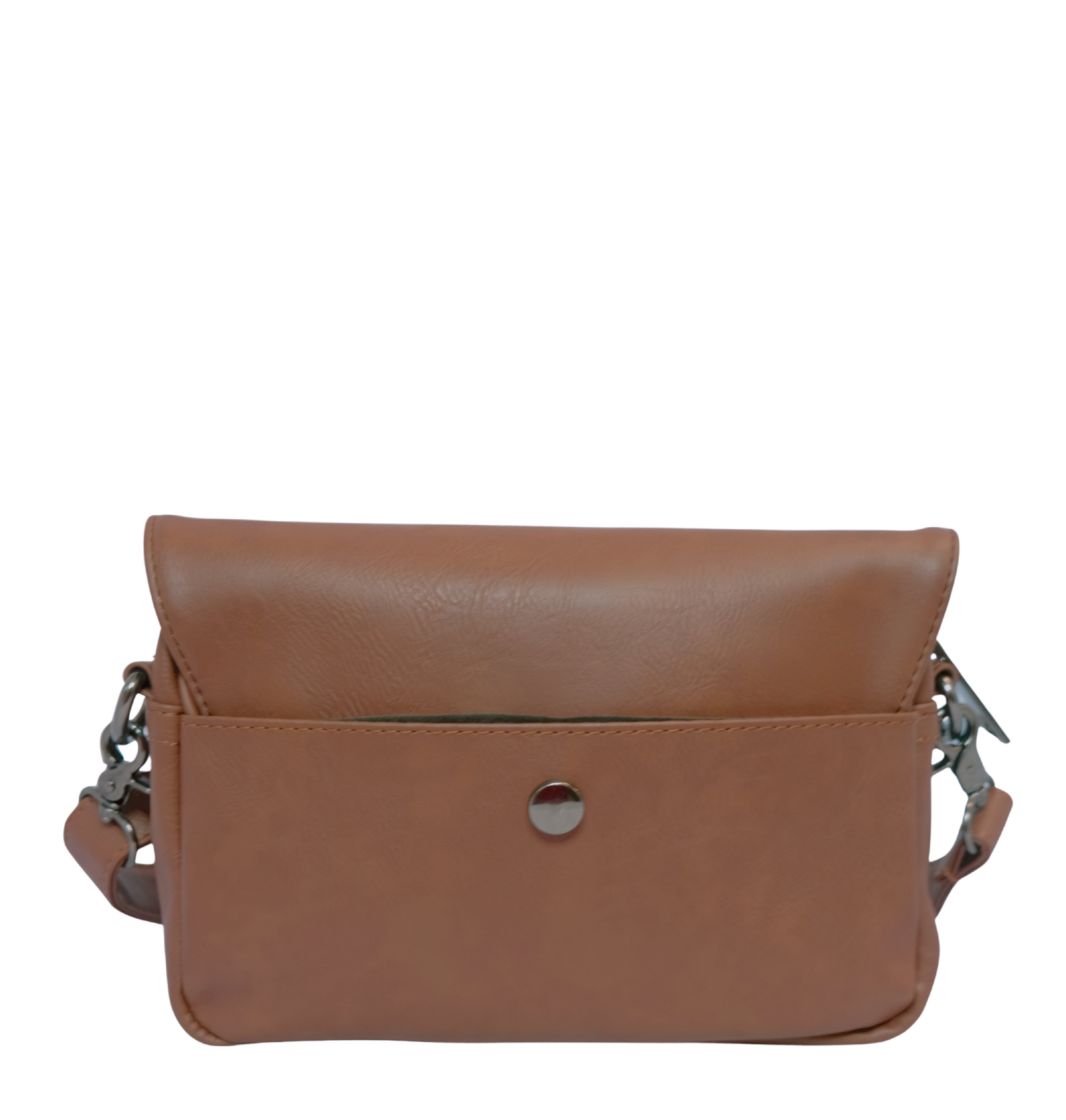 Distressed Leather Cityform Crossbody Pouch Bag - Camel