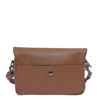Distressed Leather Cityform Crossbody Pouch Bag - Camel