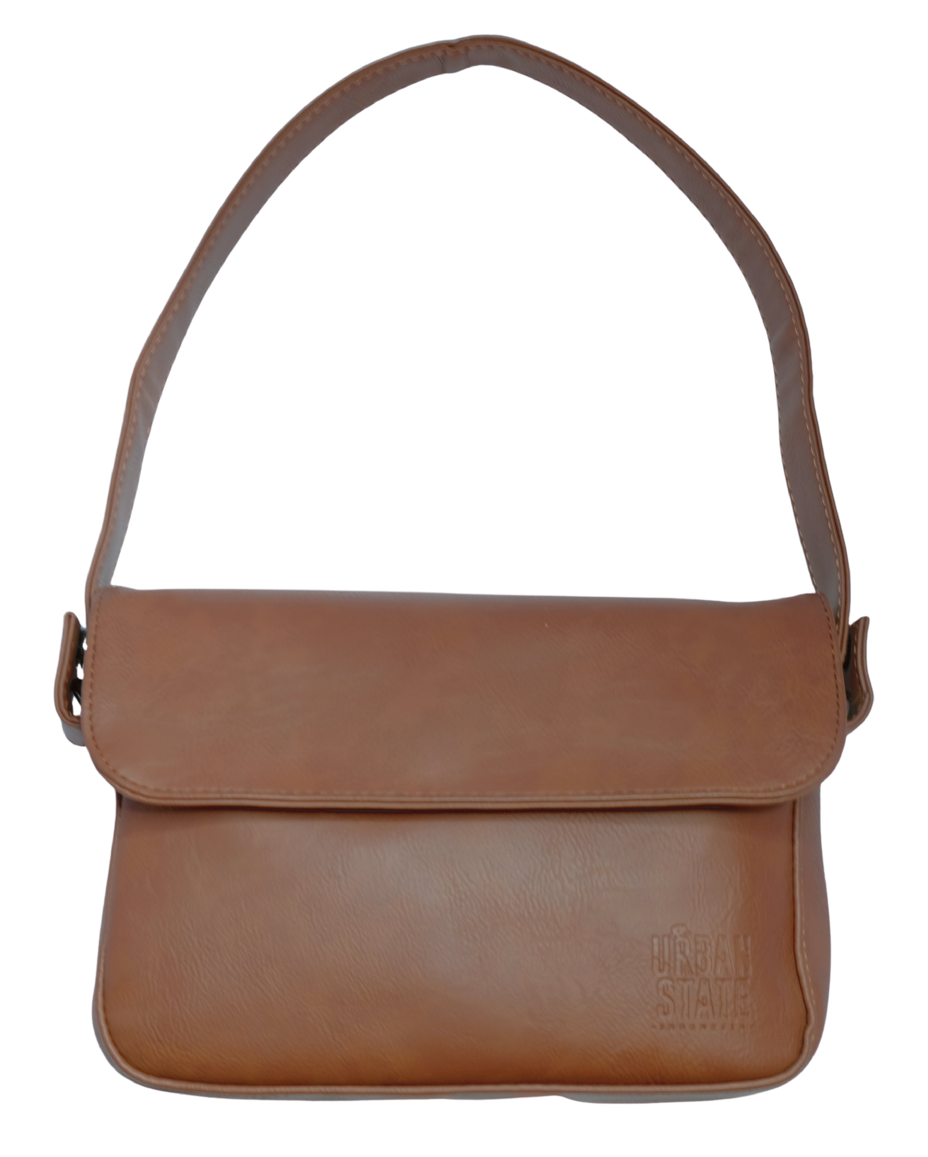 Distressed Leather Cityform Crossbody Pouch Bag - Camel
