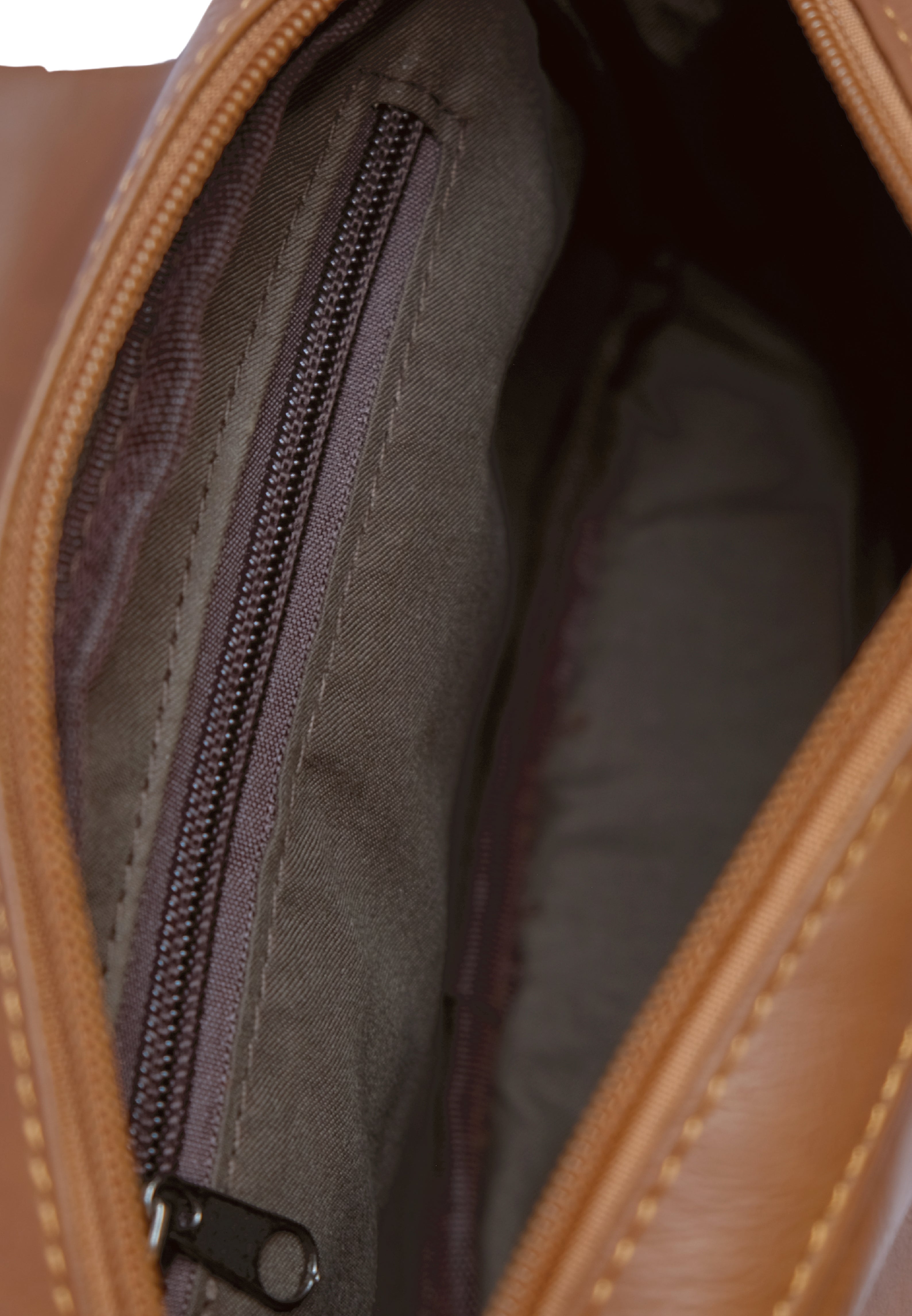 Distressed Leather Cityform Crossbody Pouch Bag - Camel