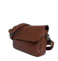 Distressed Leather Cityform Crossbody Pouch Bag - Dark Brown