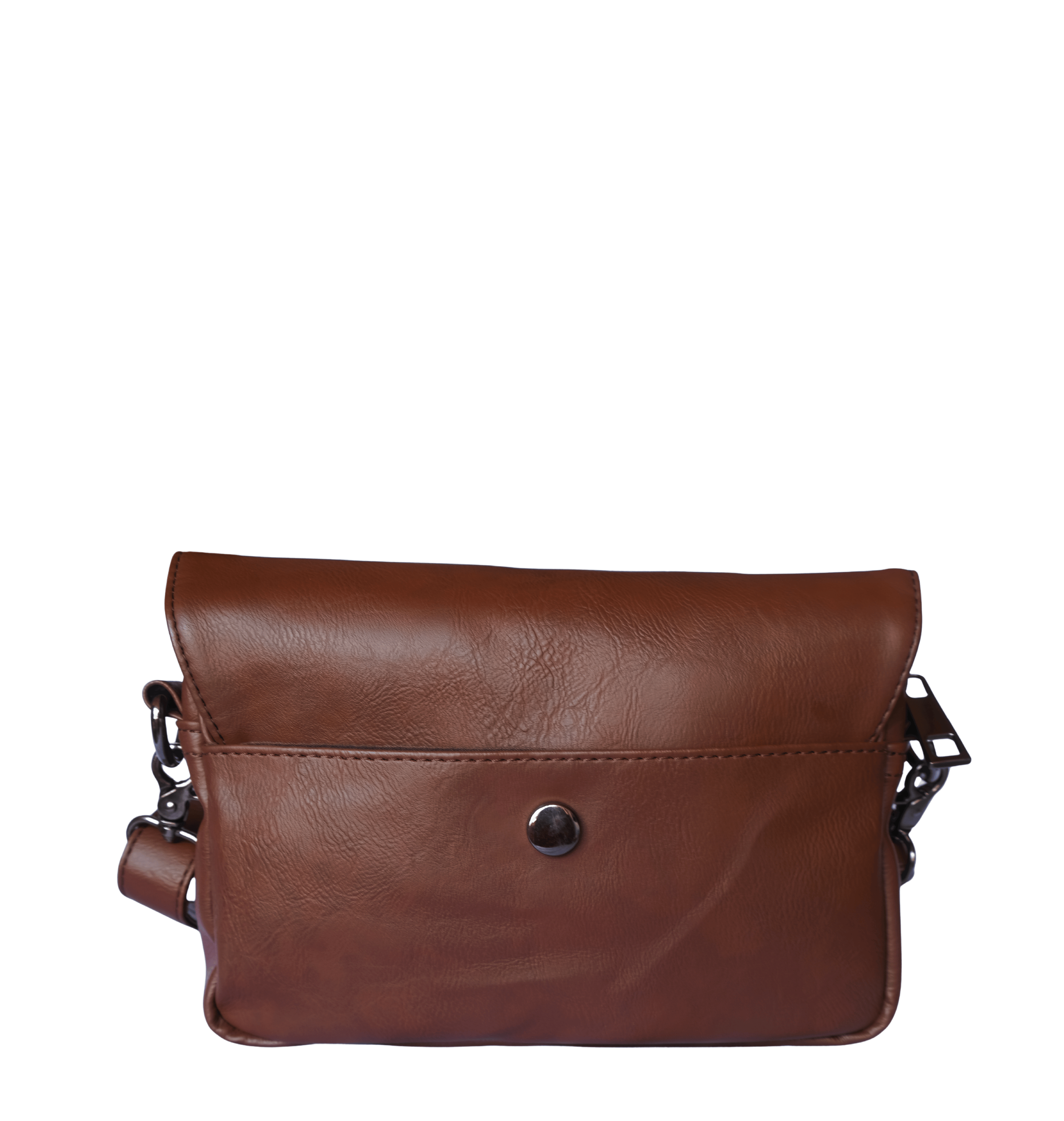 Distressed Leather Cityform Crossbody Pouch Bag - Dark Brown