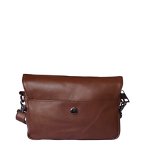 Distressed Leather Cityform Crossbody Pouch Bag - Dark Brown