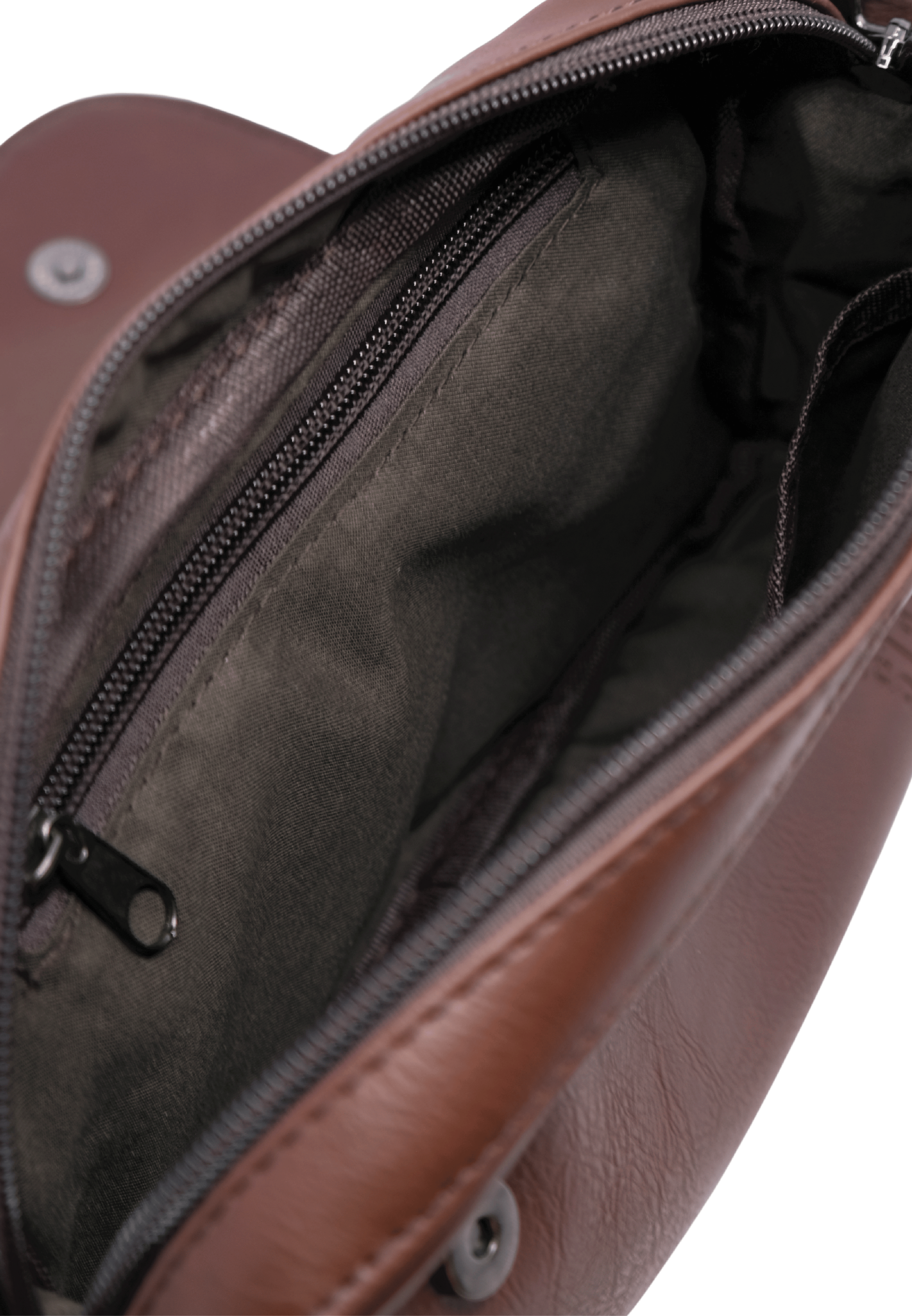 Distressed Leather Cityform Crossbody Pouch Bag - Dark Brown