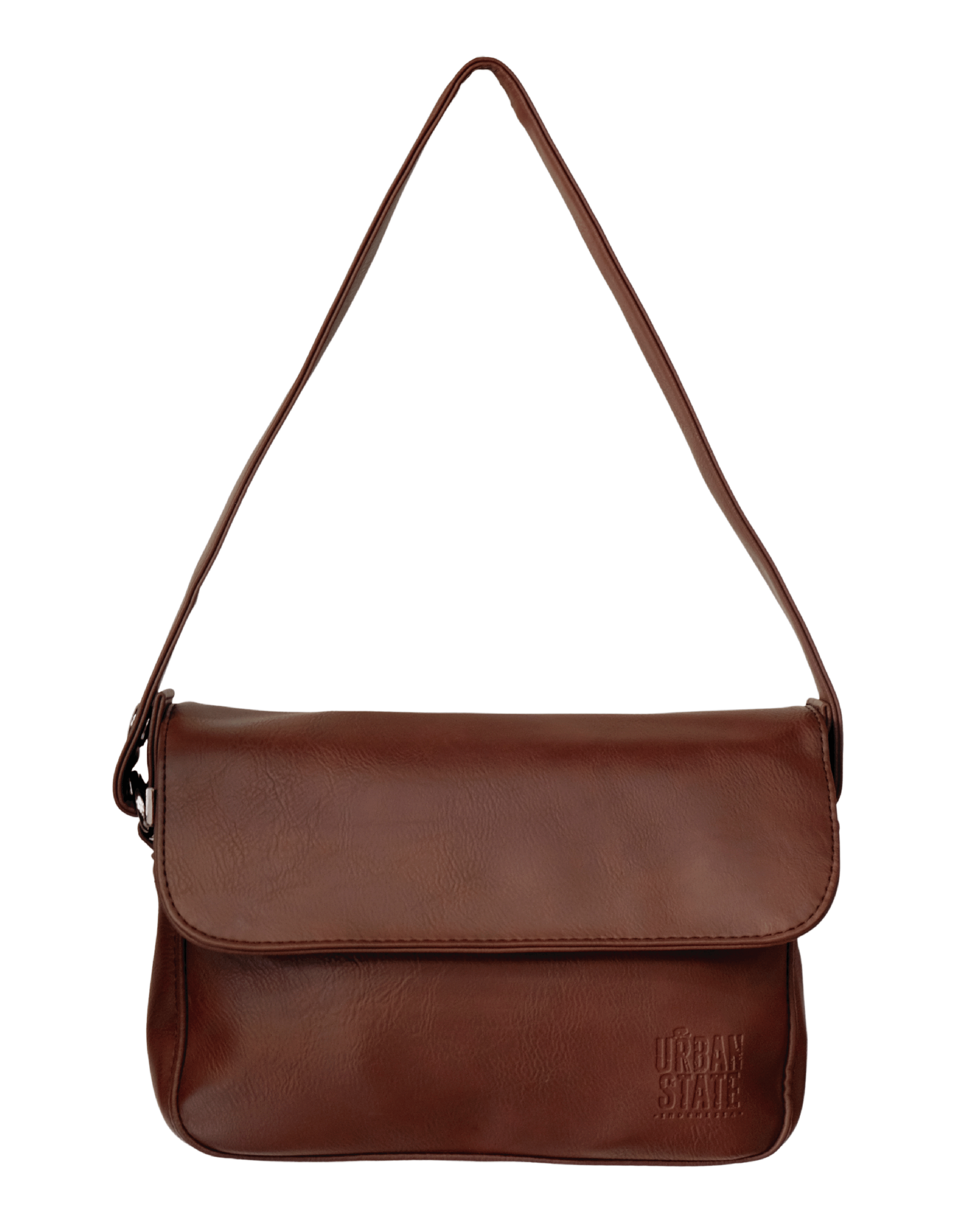 Distressed Leather Cityform Crossbody Pouch Bag - Dark Brown